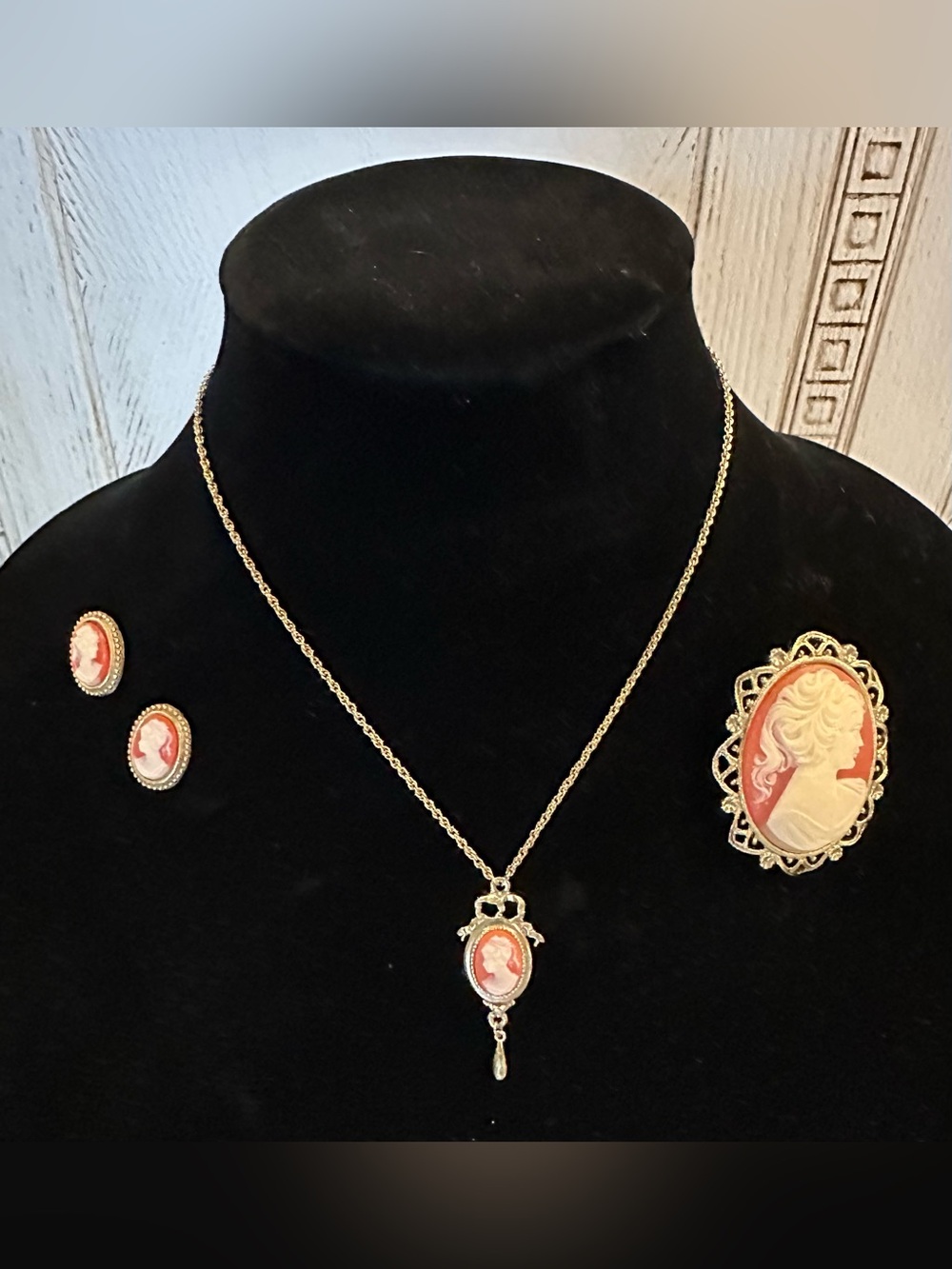 Vintage 1928 Cameo Jewelry Set